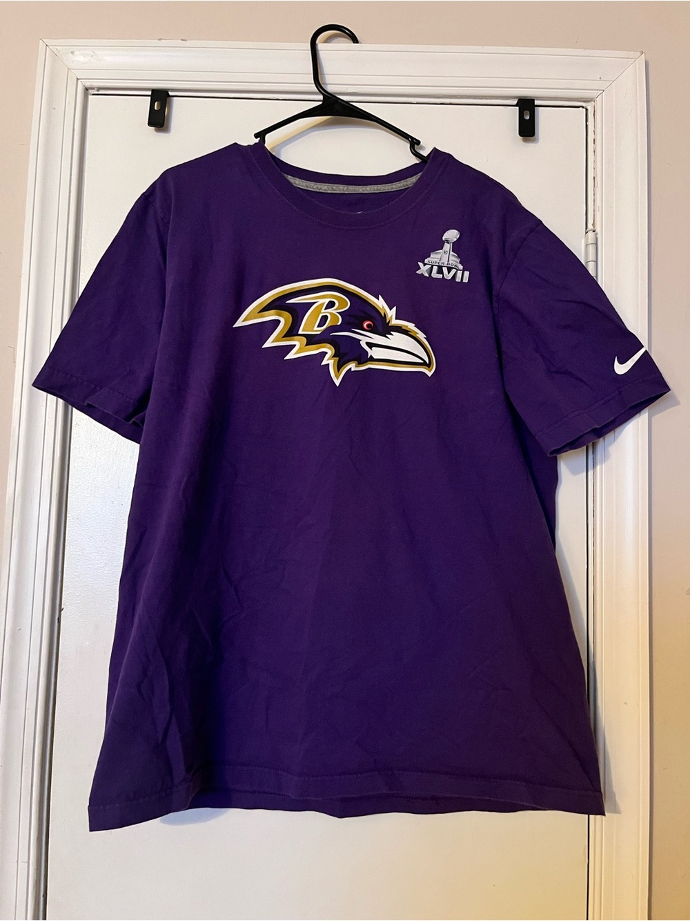 Nike Baltimore Ravens Ray Lewis 52 Super Bowl XLVII Shirt Men XL Purple NFL Te